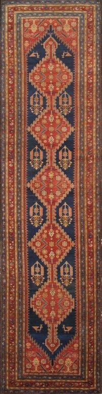 Antique Malayer Collection Navy Lamb's Wool Area Rug- 4' 0" X 14' 0"