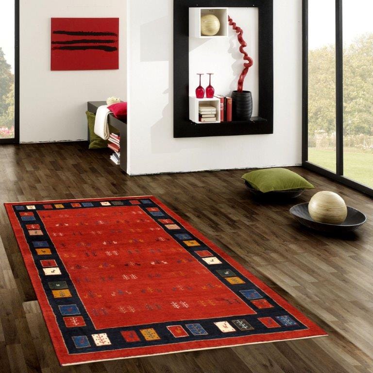 Gabbeh Collection Hand-Knotted Lamb's Wool Area Rug- 3' 11" X 5' 11"