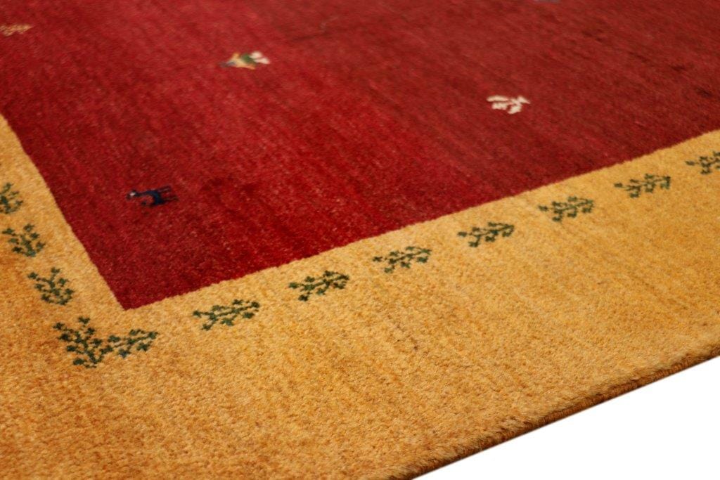 Gabbeh Collection Hand-Knotted Lamb's Wool Area Rug- 3' 5" X 4' 9"