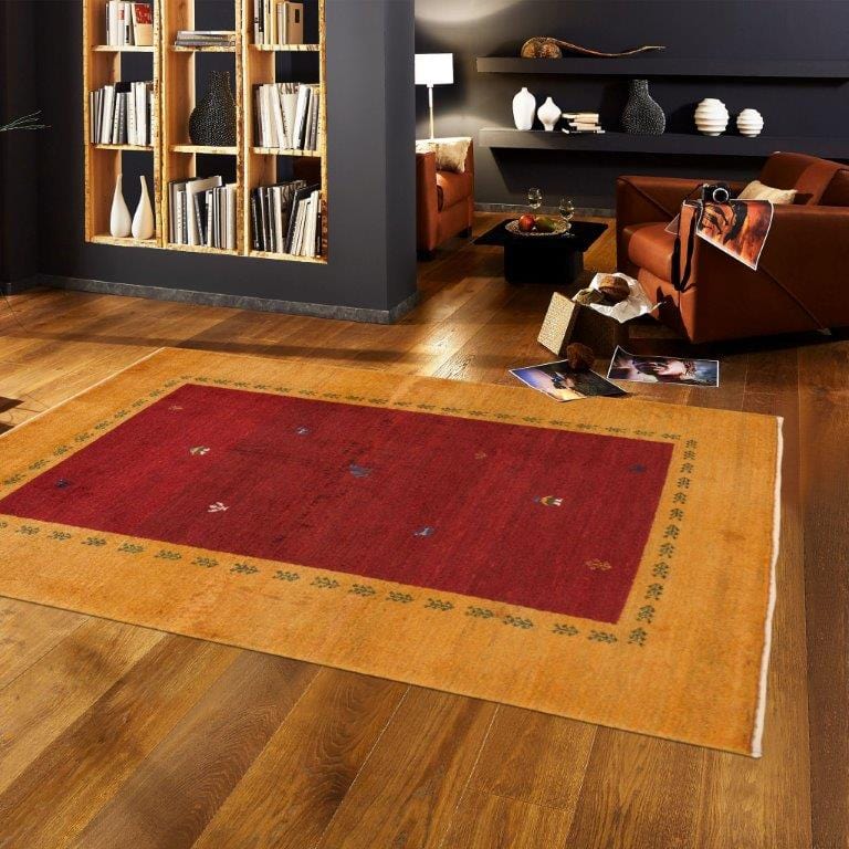Gabbeh Collection Hand-Knotted Lamb's Wool Area Rug- 3' 5" X 4' 9"
