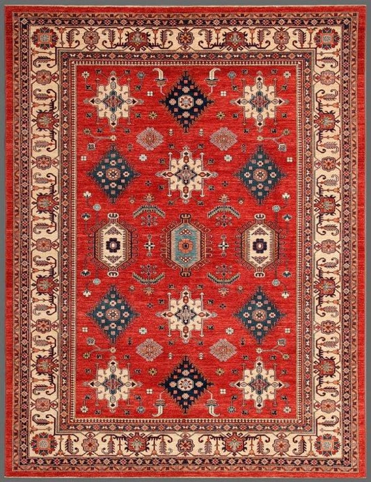 Kazak Collection Hand-Knotted Lamb's Wool Area Rug- 8'11" X 11' 7"
