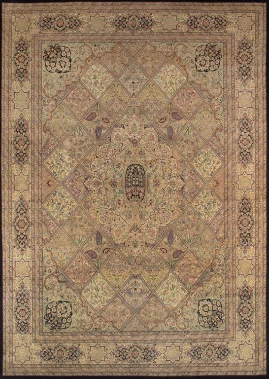 Tabriz Collection Hand-Knotted Lamb's Wool Area Rug- 10' 2" X 14' 4"