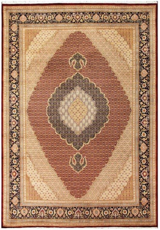 Tabriz Collection Hand-Knotted Lamb's Wool Area Rug- 9'11" X 14' 3"