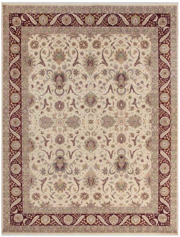 Tabriz Collection Hand-Knotted Lambs Wool Area Rug