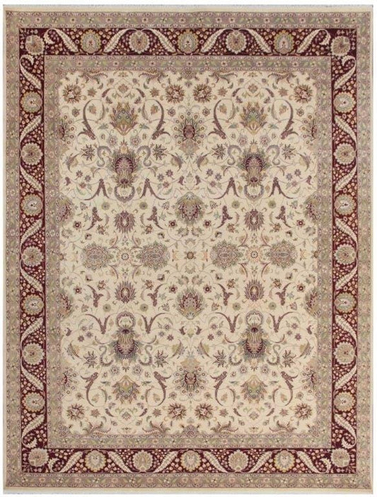 Tabriz Collection Hand-Knotted Lambs Wool Area Rug