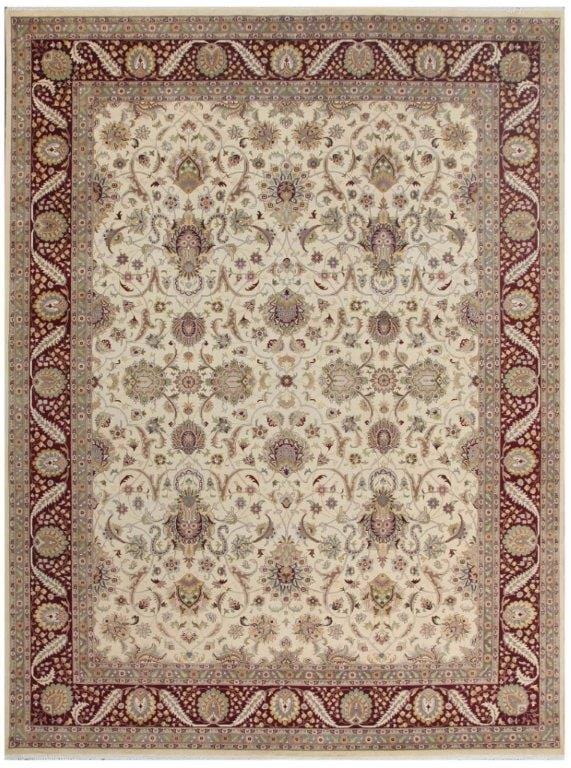 Tabriz Collection Hand-Knotted Lamb's Wool Area Rug- 9' 1" X 12' 2"