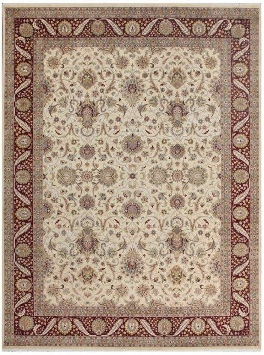 Tabriz Collection Hand-Knotted Lamb's Wool Area Rug- 9' 1" X 12' 2"