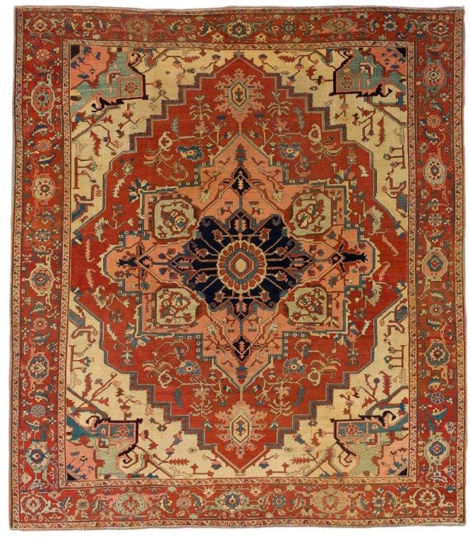 Antique Serapi Collection Rust Lamb's Wool Area Rug-10' 3" X 11' 7"