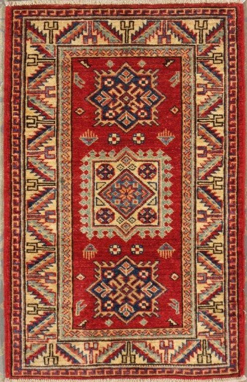 Kazak Collection Hand-Knotted Lamb's Wool Area Rug- 2' 0" X 2'11"