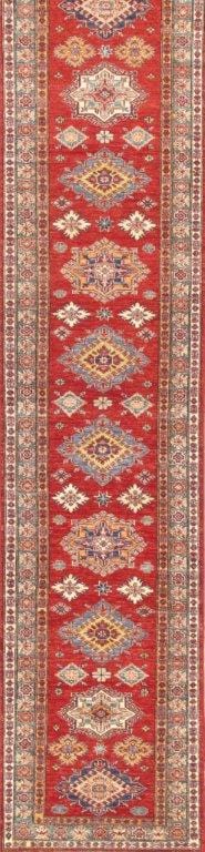 Kazak Collection Hand-Knotted Lamb's Wool Runner- 2' 9" X 12'10"