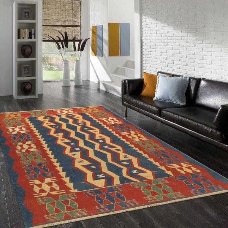 Kilim Hand-Knotted Wool Area Rug- 5'11" X 8' 2"