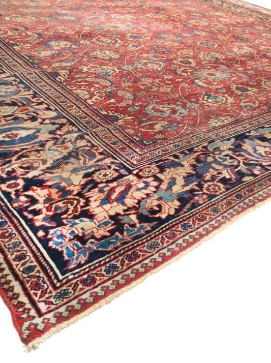 Antique Ferehan Collection Rust Wool Area Rug-10' 6" X 13' 3"