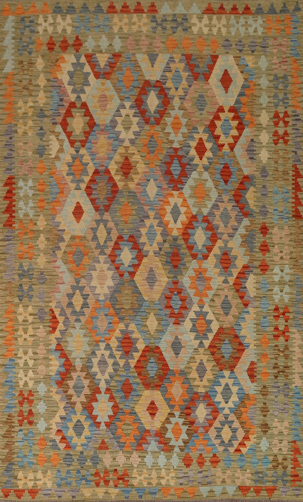 Wool Kilim Geometric Area Rug 7x10