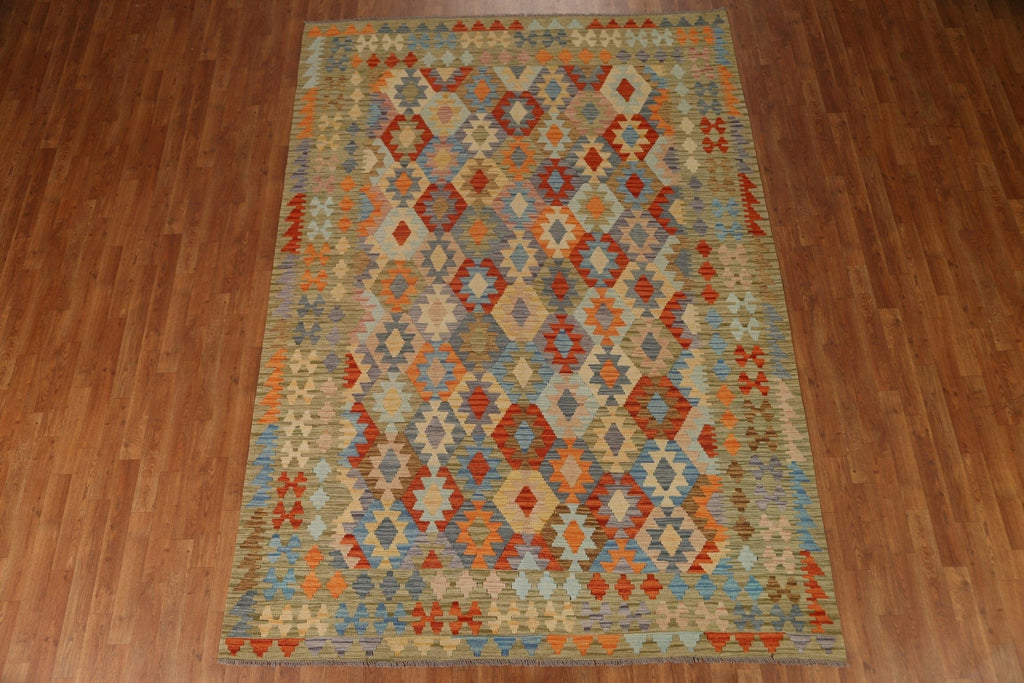 Wool Kilim Geometric Area Rug 7x10