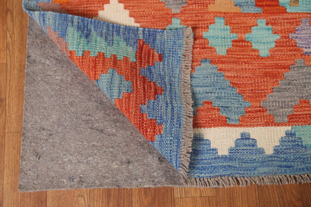 Orange Kilim Geometric Area Rug 7x10