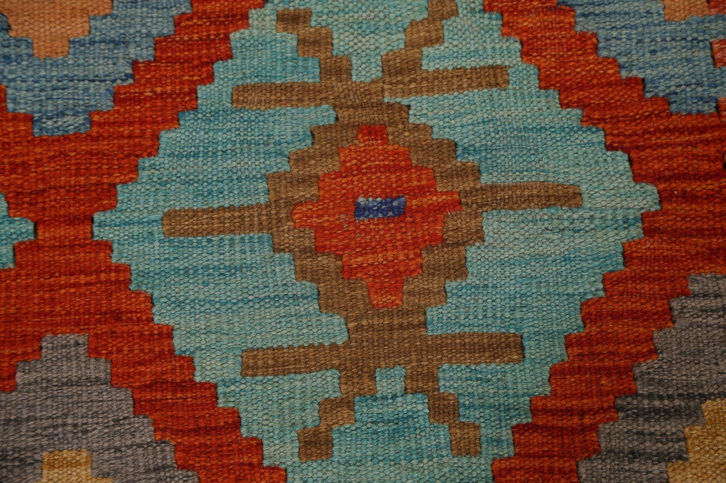 Orange Kilim Geometric Area Rug 7x10