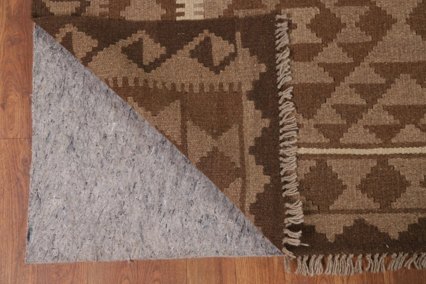 Brown Kilim Reversible Wool Area Rug 7x9