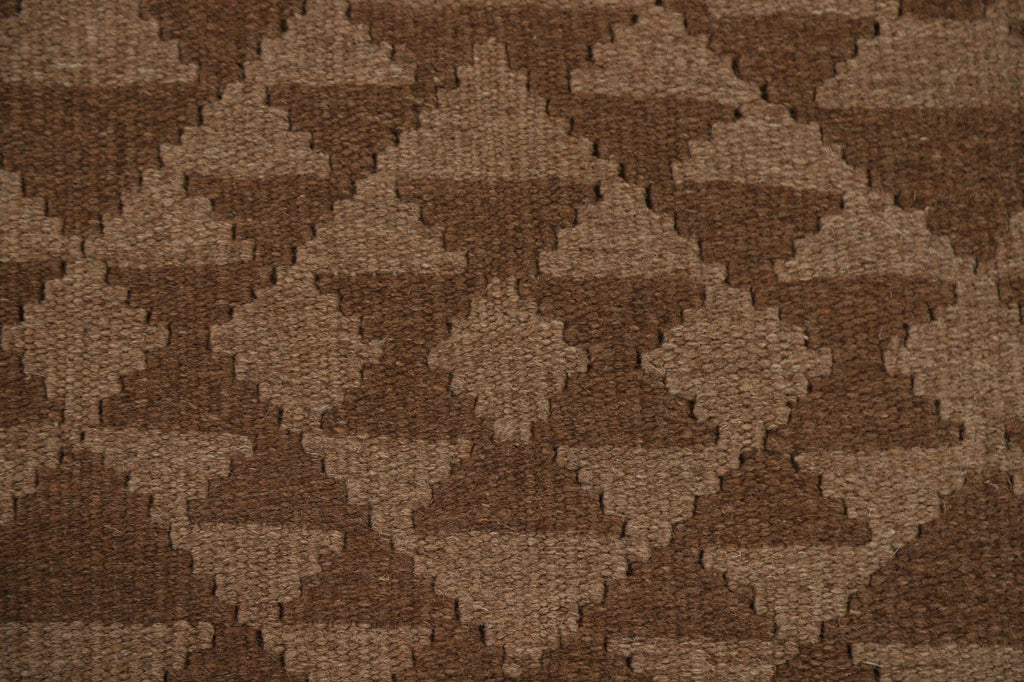 Brown Kilim Reversible Wool Area Rug 7x9