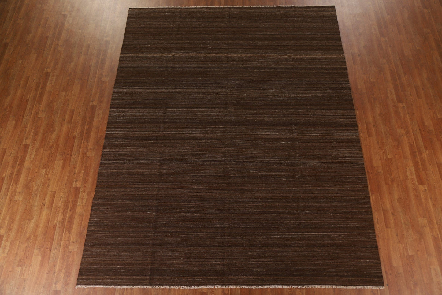 Dark Brown Kilim Earth Tone Area Rug 9x12