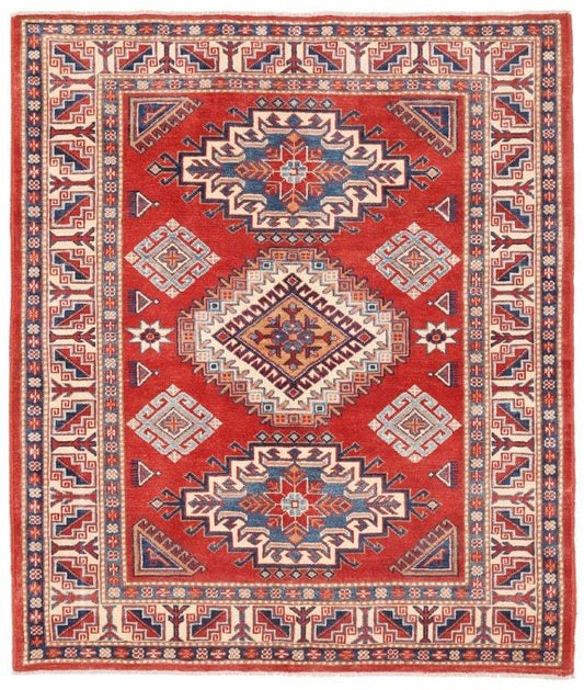Kazak Collection Hand-Knotted Wool Area Rug- 4'11" X 5'11"