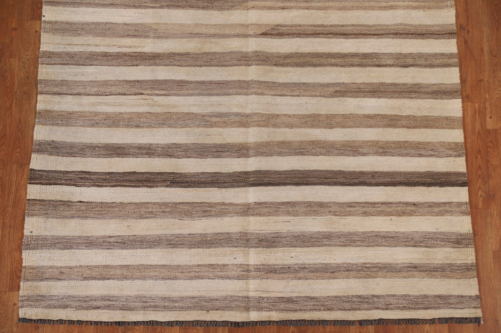 Striped Kilim Earth Tone Area Rug 5x7