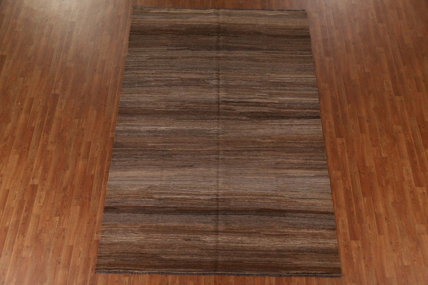 Earth Tone Kilim Brown Wool Area Rug 7x10