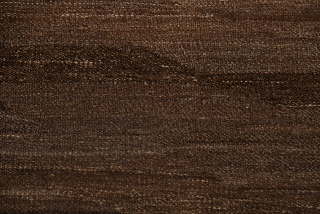 Earth Tone Kilim Brown Wool Area Rug 7x10