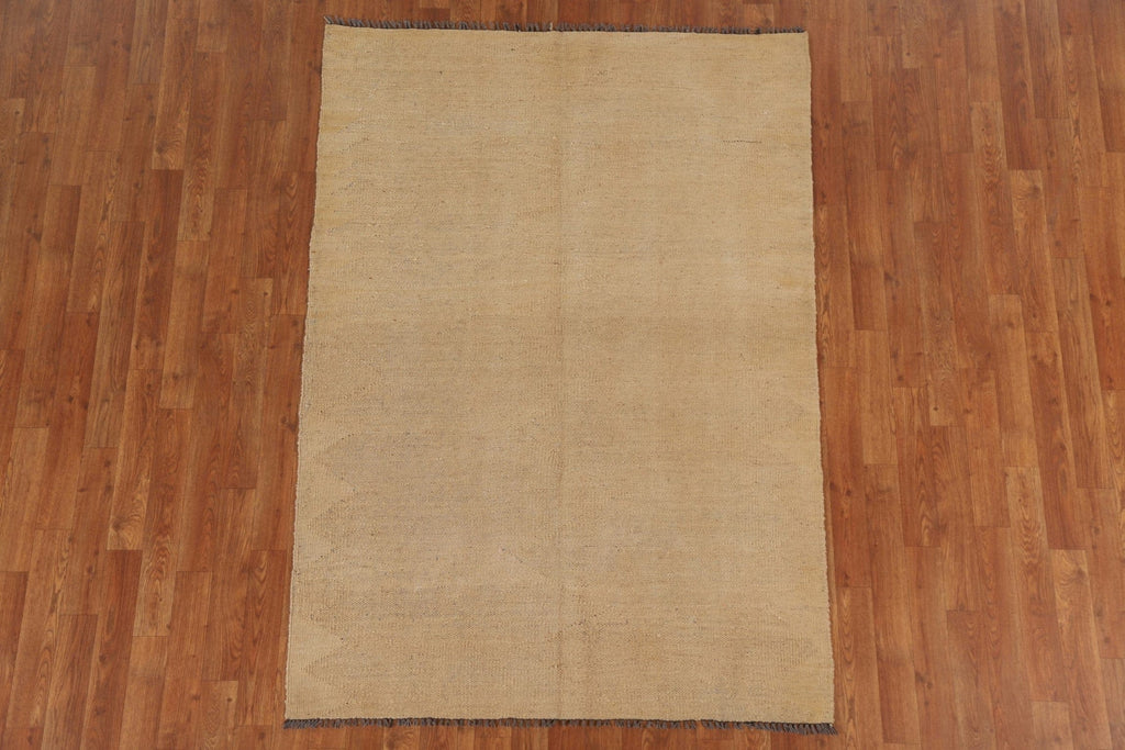 Modern Solid Kilim Earth Tone Area Rug 4x6