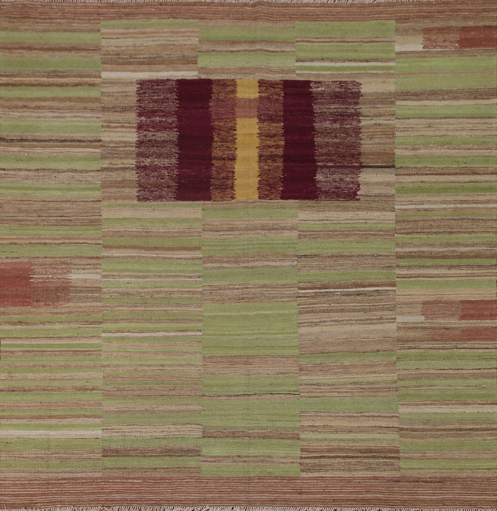 Green Natural Dye Kilim Square Area Rug 6x6