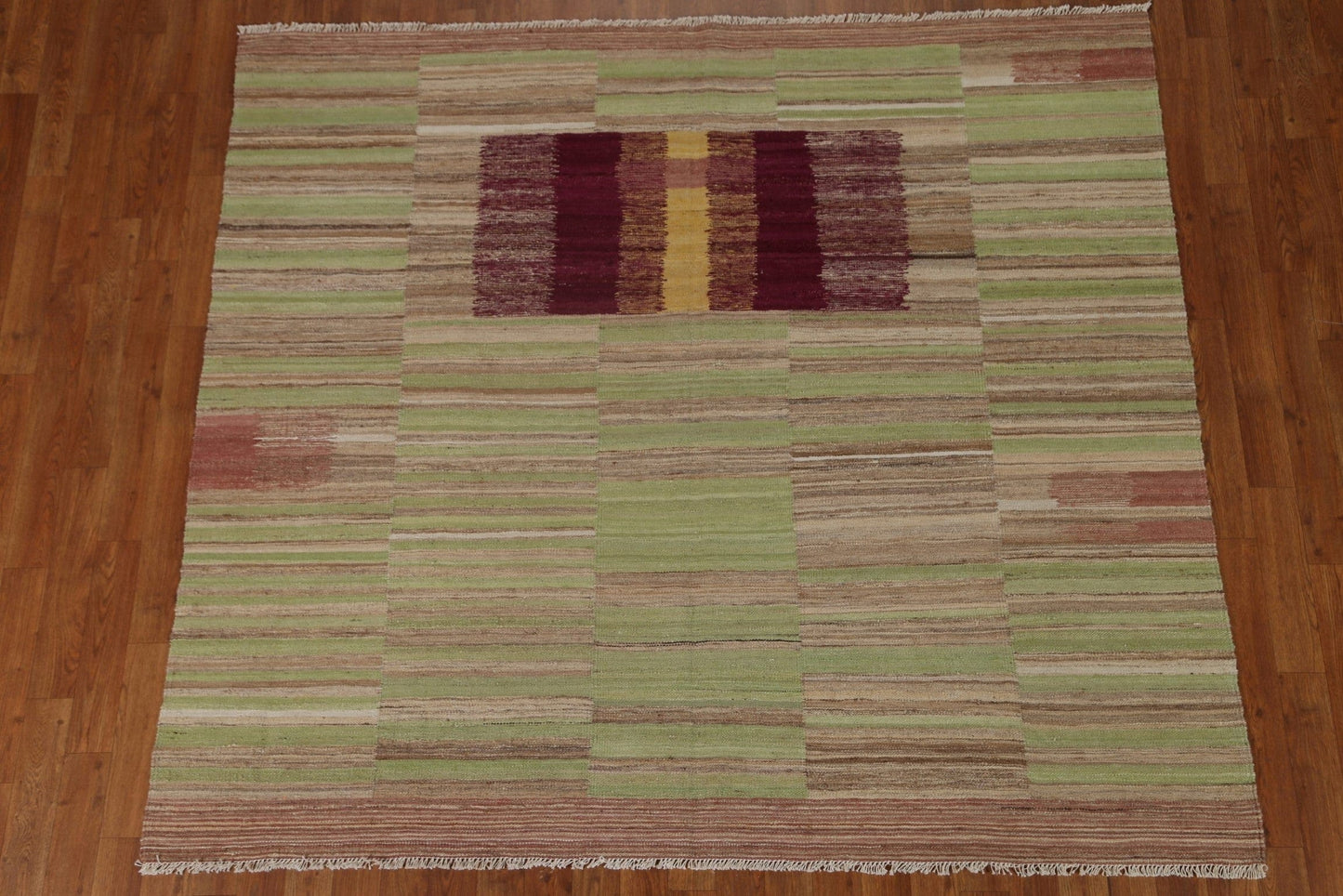 Green Natural Dye Kilim Square Area Rug 6x6