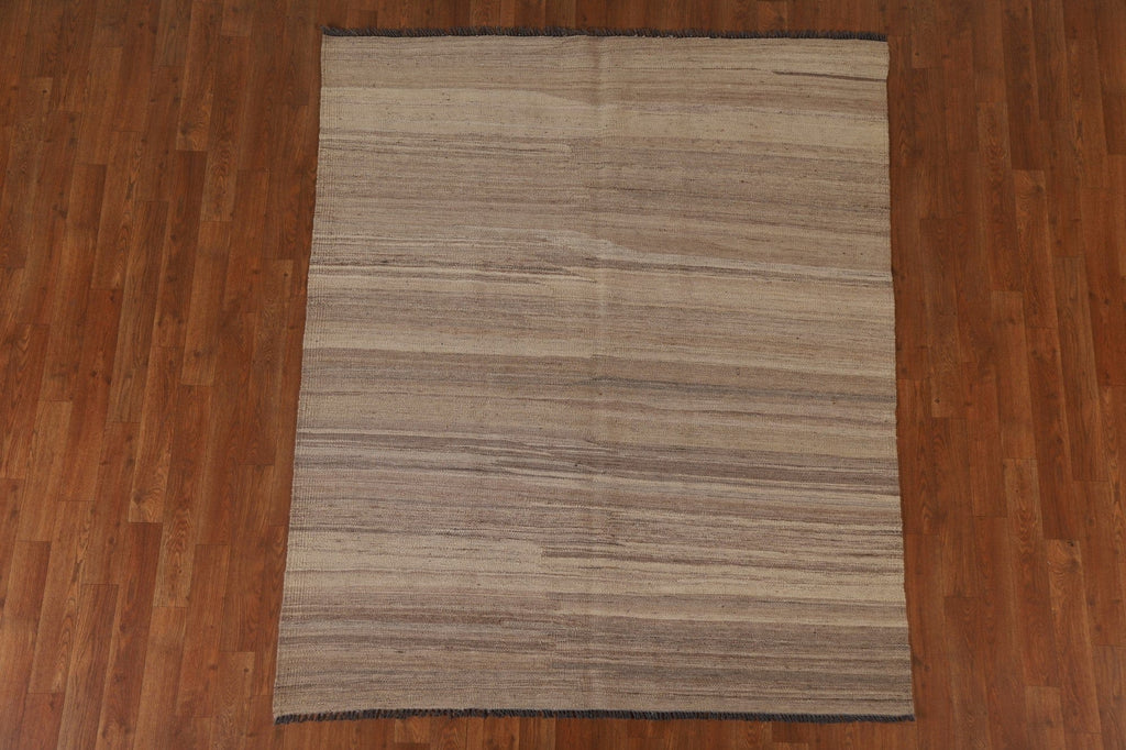 Wool Kilim Earth Tone Area Rug 5x6