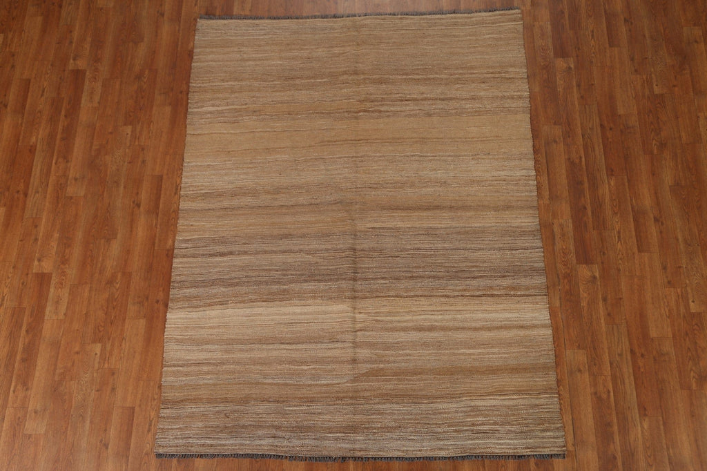 Earth Tone Wool Kilim Modern Area Rug 5x7