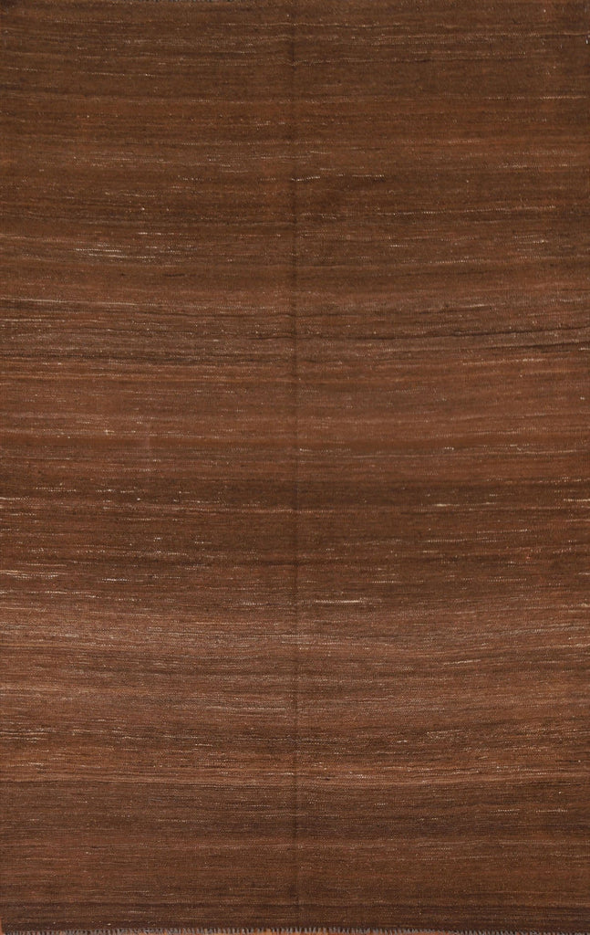 Earth Tone Kilim Brown Modern Area Rug 6x8