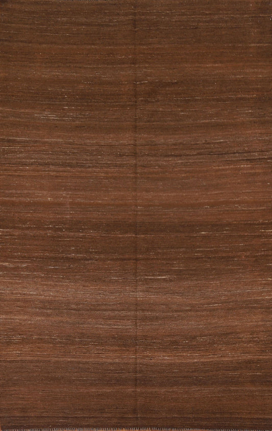 Earth Tone Kilim Brown Modern Area Rug 6x8