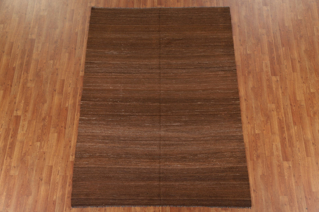 Earth Tone Kilim Brown Modern Area Rug 6x8