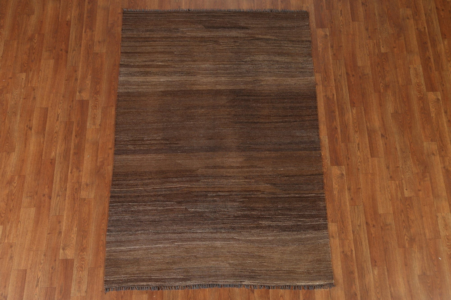 Earth Tone Kilim Brown Wool Area Rug 4x6