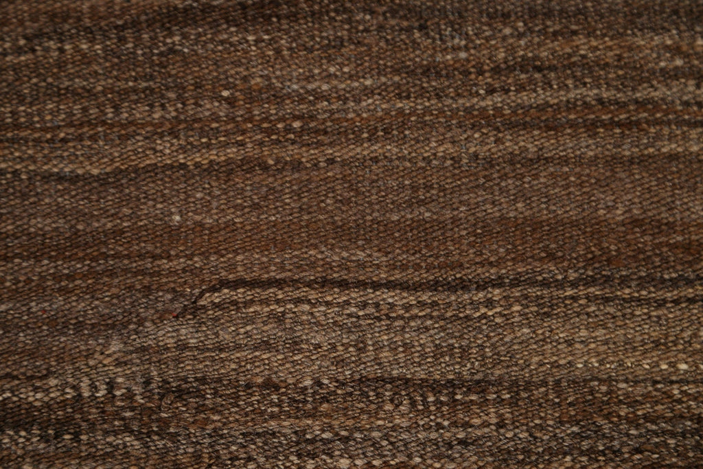 Earth Tone Kilim Brown Wool Area Rug 4x6