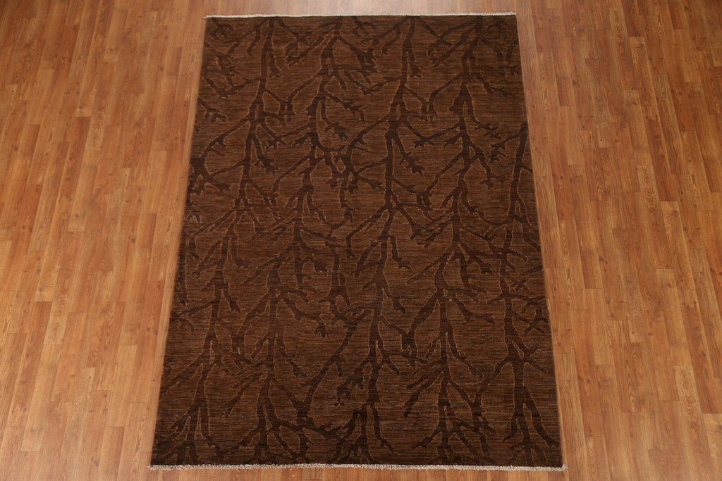 Nature Brown Gabbeh Kashkoli Wool Area Rug 6x8