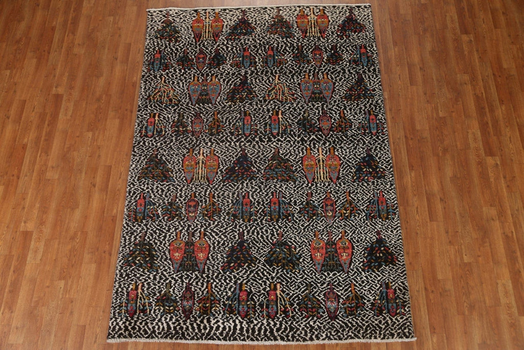 Handmade Gabbeh Kashkoli Wool Area Rug 6x8