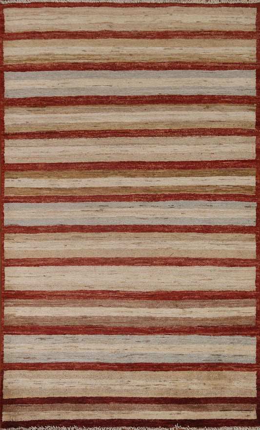 Striped Gabbeh Kashkoli Oriental Area Rug 4x6