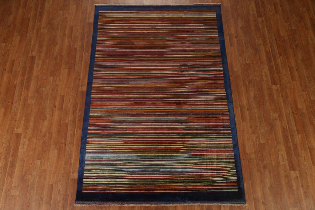 Striped Gabbeh Kashkoli Oriental Area Rug 6x8