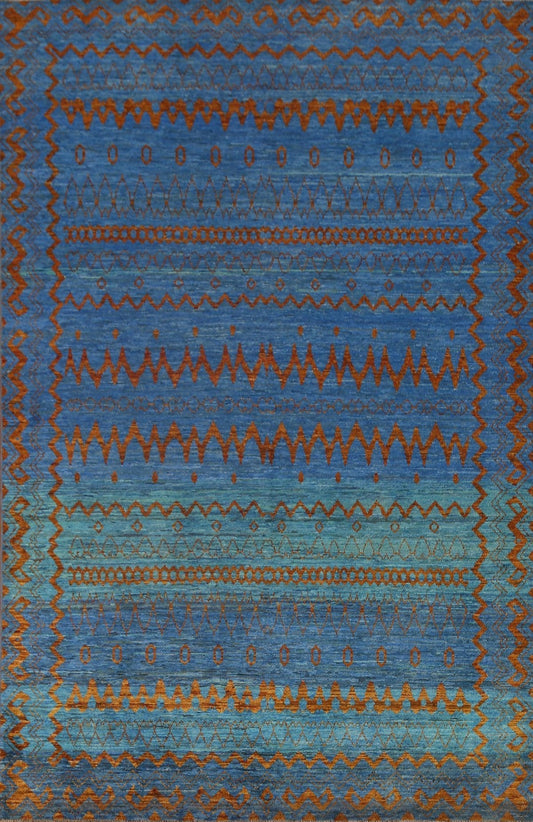 Blue Gabbeh Kashkoli Oriental Area Rug 5x8