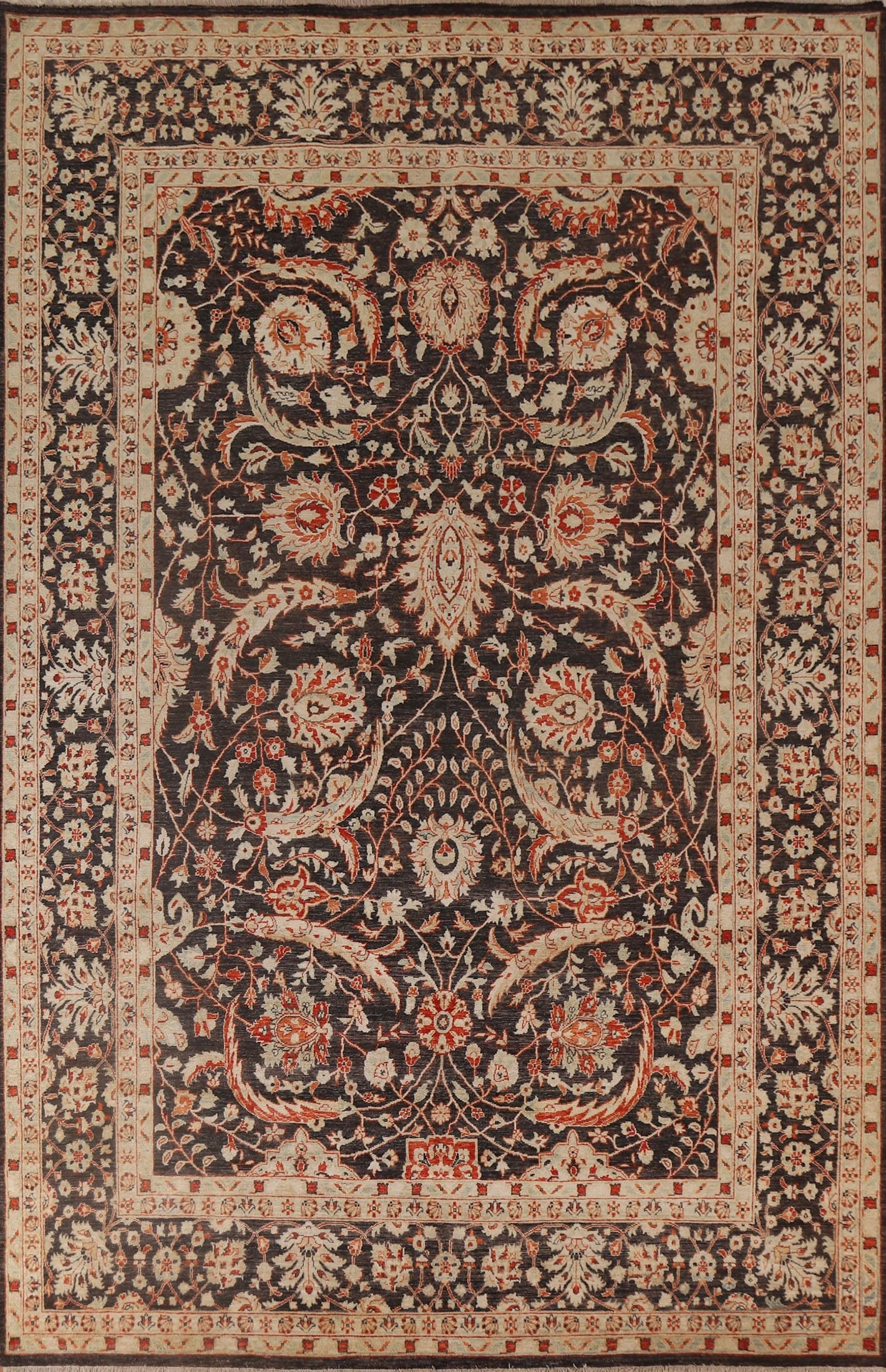 Floral Oushak Vegetable Dye Area Rug 9x12