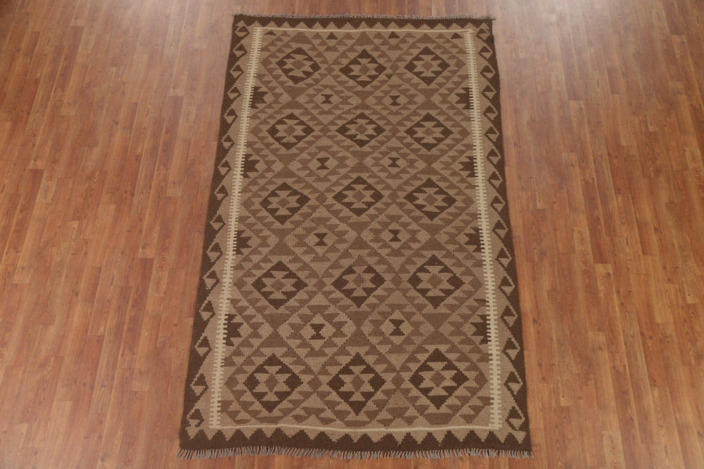 Reversible Wool Kilim Area Rug 5x8