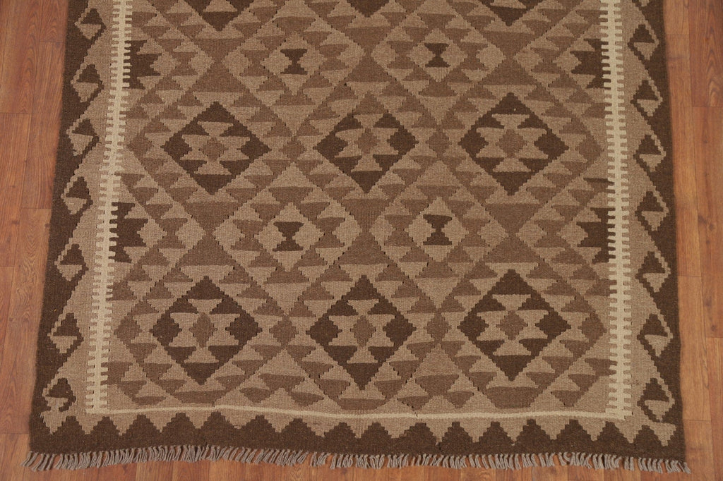 Reversible Wool Kilim Area Rug 5x8