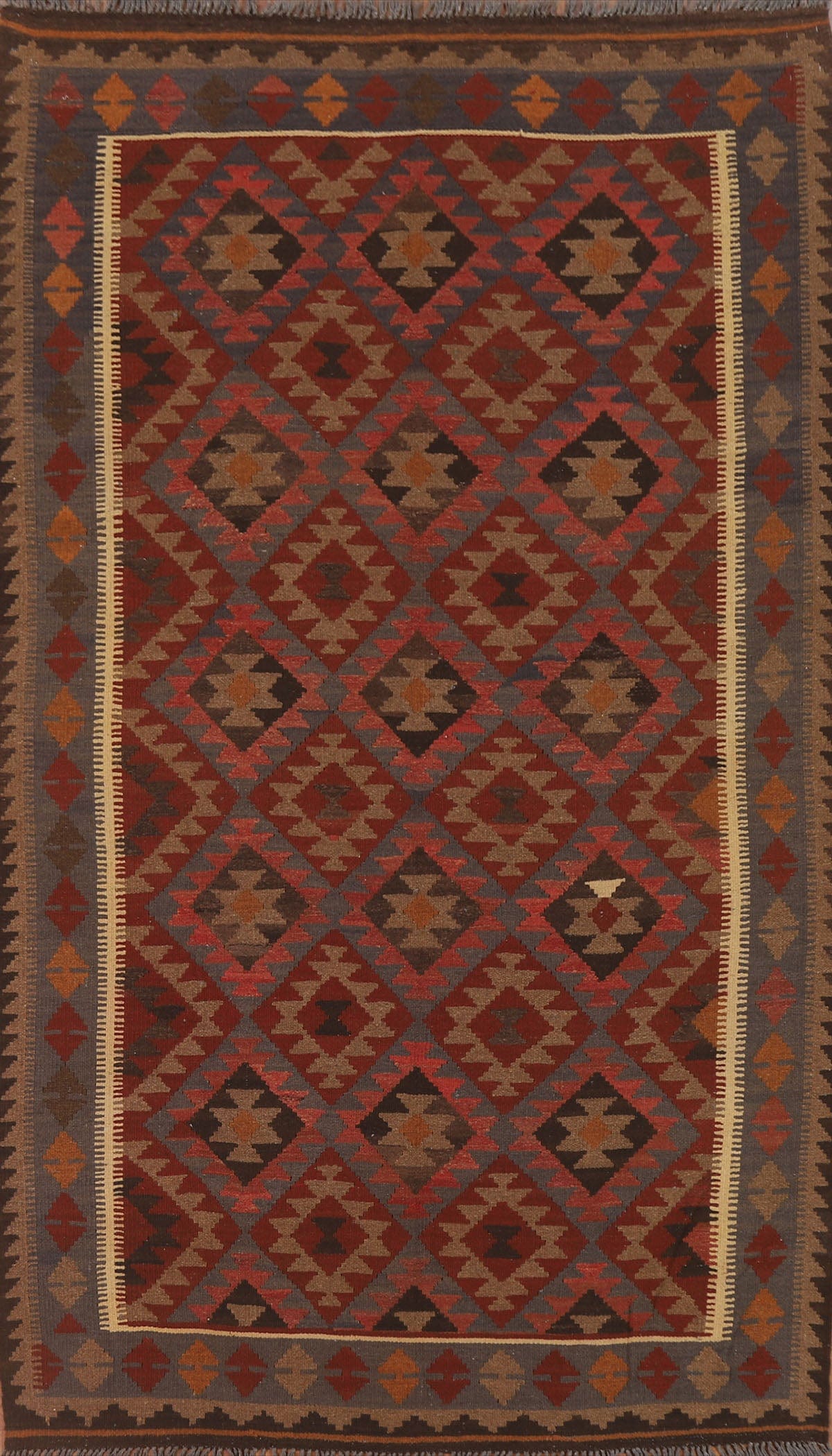 Hand-Woven Wool Kilim Oriental Area Rug 5x8