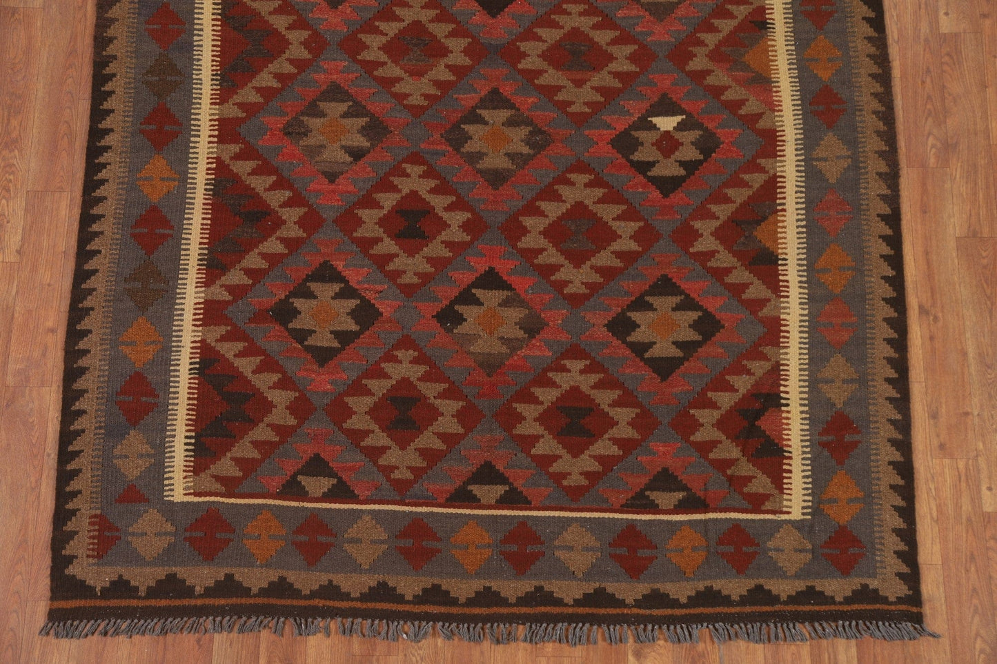 Hand-Woven Wool Kilim Oriental Area Rug 5x8