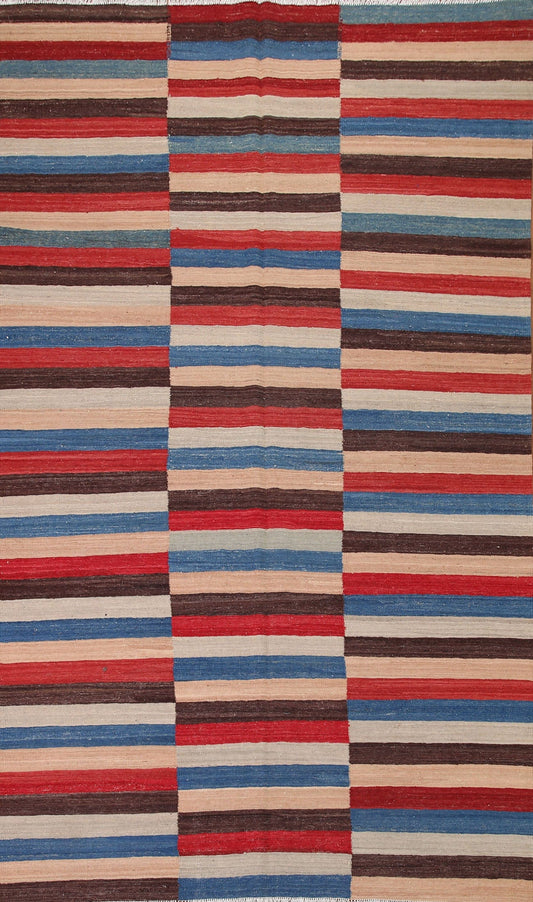 Striped Reversible Kilim Oriental Area Rug 7x10