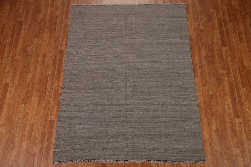 Gray Wool Kilim Modern Area Rug 6x7