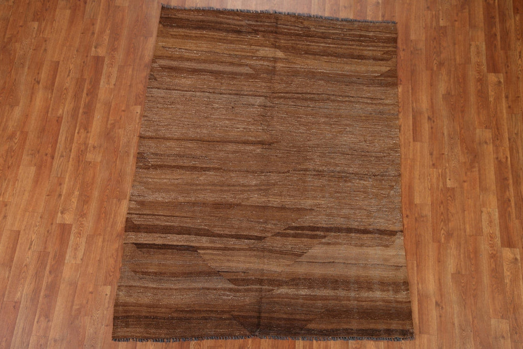 Brown Modern Kilim Oriental Area Rug 5x6